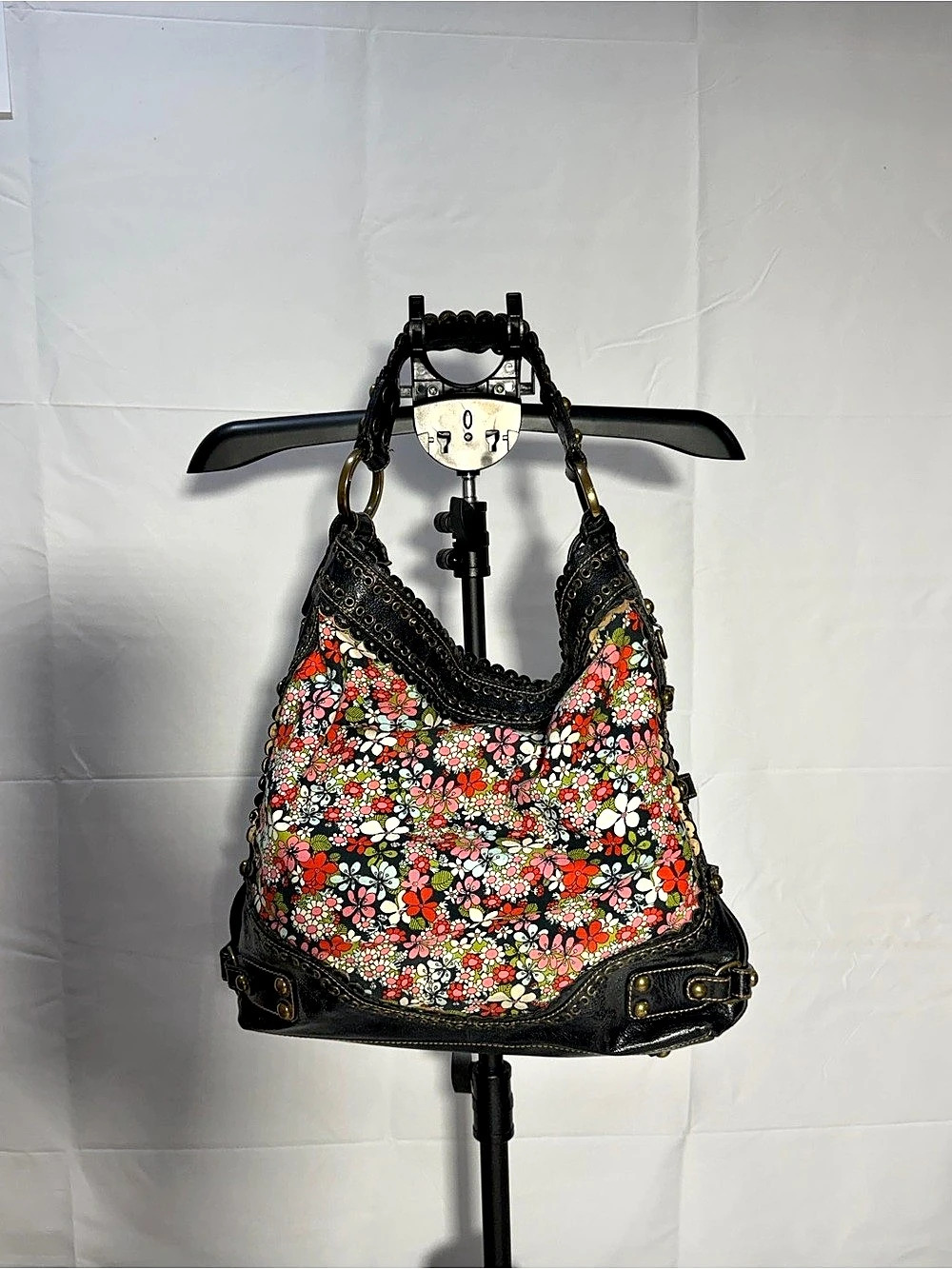 Isabella Fiore Floral Hobo Bag in brown leather